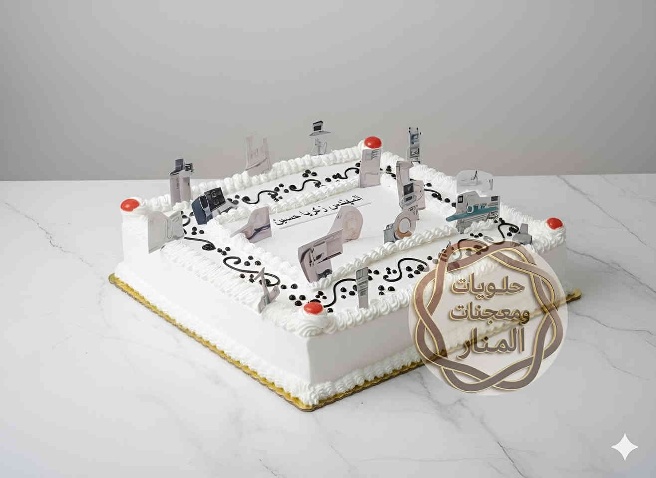 #حلويات_ومعجنات_المنار

 تجهيز كيكة خاصة 👨‍🔧🎂
بتصميم #مميز يليق بــــــــ #المهندس
📏 القياس: 30×40
محشية جوز  ونوتيلا و حشوة فواكه 
تم التجهيز الكيكة حسب الطلب وبأدق اللمسات 🤍
#جاهزين نحقق فكرتكم مثل ما تحبّون 👌💕

📩 للطلبات #راسلونا_واتساب 📞 [  *********** ]
🚗 #توصيل_متاح داخل المدينة 🛵🛵

#عنوان_المحل : [#حلة / #سيف_سعد #حي_الرضا { #خط_النفط } محلات محطة الغاز الوردية مجاور مأكولات هم هم ]
