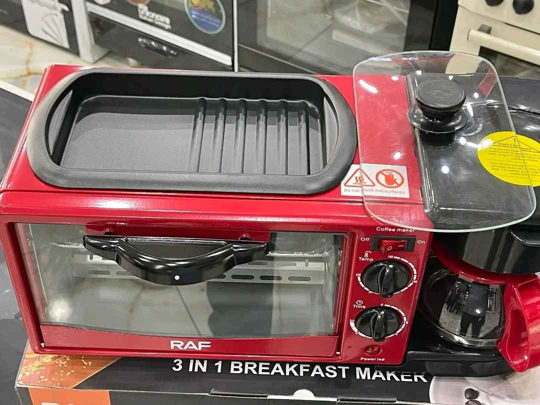 جهاز تحضير الافطار 3 في 1 من راف
فرن كهربائي صغير للتسخين
محضرة قهوة أو شاي
مقلاة من الأعلى
فرن صغير بحجم 9 لتر
مؤشر للتحكم بدرجة الحرارة بين 100 الى 230 درجة
تسخين من الاعلى والاسفل
مؤقت تشغيل 1 - 30 دقيقة
ابريق لعمل القهوة أو الشاي بالتنقيط 
فلتر داخلي قابل للإزالة والتنظيف
مقلاة صغيرة من الأعلى مع غطاء شفاف
زر مخصص لتشغيل محضرة القهوة ومؤشر لتشغيل الفرن والمقلاة
يتوفر خدمة توصيل لكل المحافظات بغداد, العراق


**إذا كنت صاحب هذا الإعلان وتريد حذفه لأي سبب، رجاءا أرسل رسالة إلى الدعم الفني**