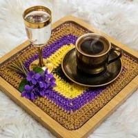 صينية خشب • كروشيه • يدوي