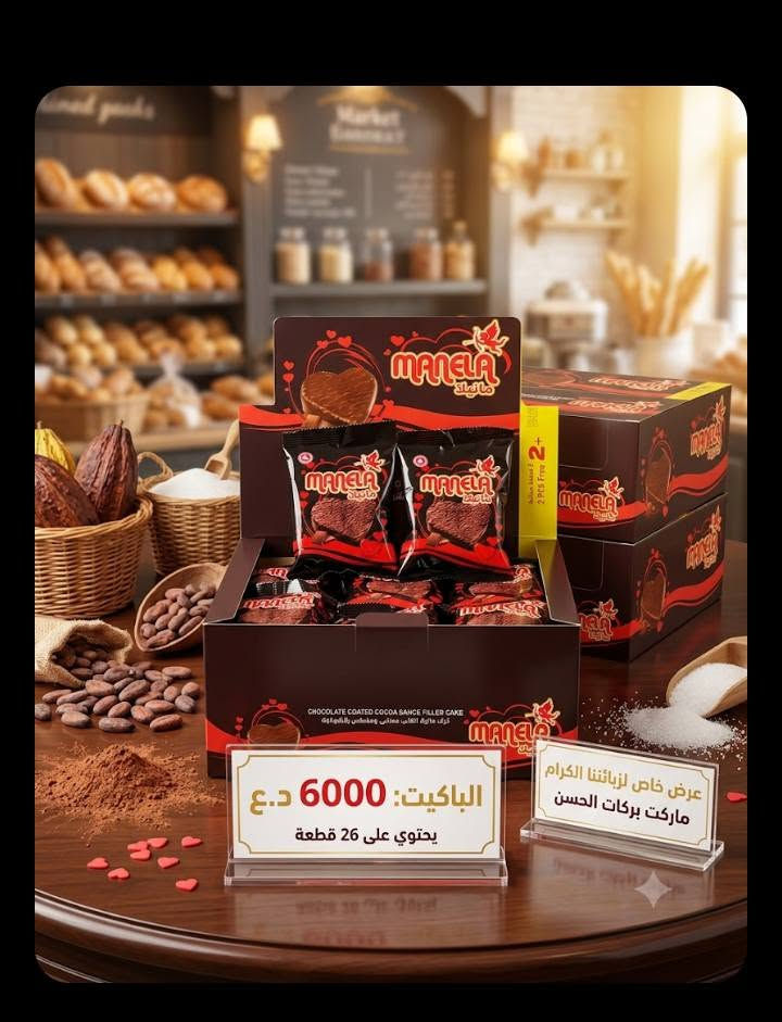 ماركت بركات الحسن 
متوفر 
شوكولا مانيلا 🍩🍩🍫🍫😋🤩
شوكولا لبس 
اصابع ويفر 
التوصيل مجاني داخل المجمع 
العنوان مجمع الدوح الشارع العام الحولي نزلة ابن يقطين 
للاستفسار الاتصال او المراسلة 
***********
***********
