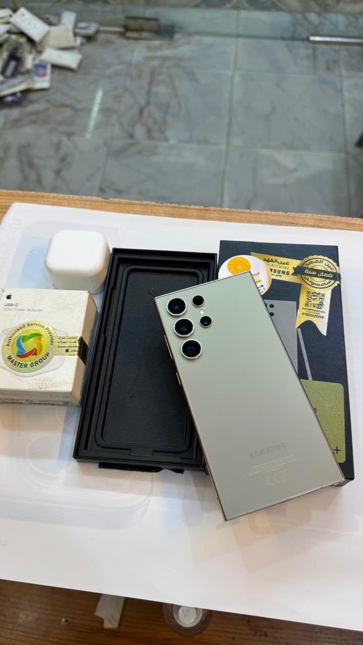 سامسونج S24 Ultra
ذاكرة 1 تيرة
اكبر ذاكرة بلسامسونك
نضافة 100‎%‎
فقط مفتوح من الكارتون 
كامل ملحقات الاصلية 
السعر مناسب 
***********
العنوان القطاع شارع السوك مجاور عوينات الكرار 
مركز الشمس
