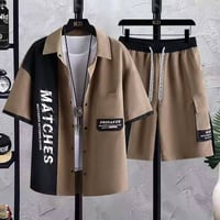 تراك قميص برمودا • كتان ناعم • م-4XL