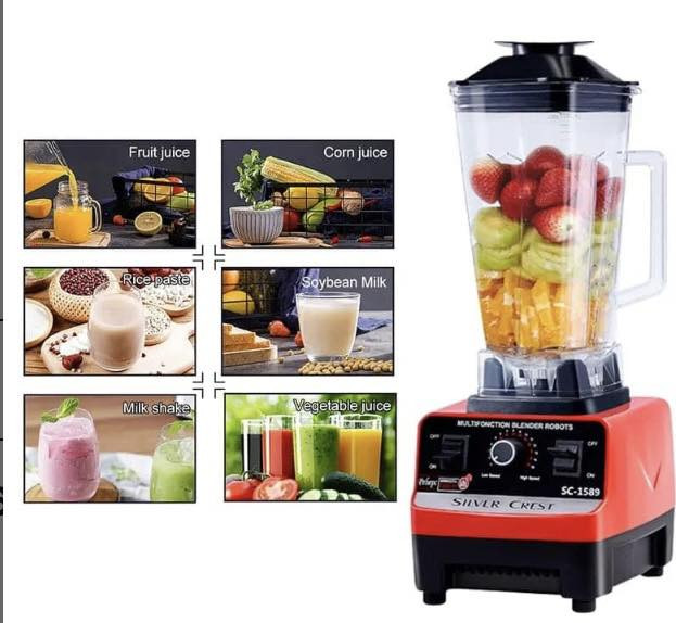 المميزات:
ضمان 6 شهور ضد عيوب الصناعة
بييجي بسعة كبيرة يعني هتعملي كمية كبيرة من العصير في وقت واحد
كمان معاه مطحنة 600 مل ضد الكسر
هتقدري تفرمي فيه  اللحوم وتطحني التوابل والمكسرات.
كمان تقدري تطحني فيه الثلج والفواكه عشان تستمتعي بأحلى سموزي.
الموتور نحاس  وفيه 2 مروحة تبريد.
بييجي بمحرك قوي جداً  450 واط.
فيه ١٥ درجة سرعة مختلفة.
كمان الشفرات من الاستانلس ستيل مع قاعدة ستانلس.
الشفشق مصنوع من مادة البولي كربونات يعني غير قابل للكسر وهيعيش معاكي فترة طويلة.
كمان في زر تربو وده بيخليكي ترفعي السرعة لضعفها مباشرة.
تقدري تطحني فيه الثلج بكل سهولة
الخلاط سهل الفك والتنطيف.
كمان بييجي بقاعدة ثابته بحماية ضد الإنزلاق.
المواصفات:
المادة: استانليس ستيل.
القوة الكهربائية: 4500 واط.
فولت الكهرباء : 220 -240  فولت 50 - 60 هيرتز.
اللون: عشوائي. السعر 45 الف والتوصيل مجانا لكافت محافظات العراق يمكنكم التواصل معي داخل الصفحه او على الواتساب ***********
