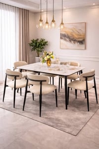 طاولة ٦ كراسي • سطح مرمر • منشأ تركي