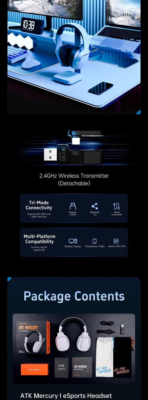 متوفر جديد

سماعة الألعاب اللاسلكية ATK Mercury I (المعروفة أيضاً بـ ATK M1) هي سماعة مخصصة للرياضات الإلكترونية. إليك أبرز مواصفاتها الأساسية في 10 نقاط محددة:اتصال ثلاثي الأوضاع (Tri-mode): تدعم الاتصال اللاسلكي السريع 2.4 جيجاهرتز، وبلوتوث 5.3 (Bluetooth 5.3)، والاتصال السلكي عبر منفذ USB-C أو 3.5 ملم.زمن استجابة فائق السرعة: تم تصميمها بتقنية SmartSpeed X اللاسلكية التي توفر زمن انتقال منخفض جداً يصل إلى 13 ملي ثانية فقط لتجنب أي تأخير في الألعاب السريعة.محركات صوتية بمقاس 50 ملم: تحتوي على محركات ديناميكية كبيرة (Drivers) بحجم 50 ملم لتقديم صوت نقي وتفاصيل صوتية غنية داخل الألعاب.صوت محيطي افتراضي 7.1: تدعم تقنية الصوت المحيطي (Virtual 7.1 Surround Sound) لتسهيل تحديد اتجاهات خطى الأعداء وأصوات إطلاق النار بدقة.بطارية ضخمة وعمر طويل: تأتي ببطارية سعتها 1200 مللي أمبير توفر ما يصل إلى 60 ساعة من الاستخدام المتواصل (عند مستوى صوت 50% مع تشغيل الإضاءة).ميكروفون قابل للفصل مع عزل الضوضاء: مجهزة بميكروفون مرن يمكن فصله، يدعم تقنية إلغاء ضوضاء البيئة المحيطة (ENC) لضمان صوت واضح تماماً أثناء المحادثات.أوضاع صوتية مخصصة: تتيح التنقل السلس بين وضع الألعاب (Game Mode)، ووضع الموسيقى (Music Mode)، ووضع الأفلام (Movie Mode) للحصول على أفضل ضبط مسبق للصوت.تصميم مريح وتبريد ذاتي: وسادات الأذن مصنوعة من رغوة الذاكرة (Memory Foam) المكسوة بجلد البروتين الناعم مع نسيج الحرير الجليدي (Ice Silk) لتبديد الحرارة ومنع التعرق أثناء الجلسات الطويلة.هيكل مرن وخفيف الوزن: تزن السماعة 200 جرام فقط، وتتميز بطوق رأس قابل للتعديل على 13 مستويًا، مع أغطية أذن قابلة للتدوير بزاوية 90 درجة لتناسب مختلف أحجام الرأس.دعم برمجيات ATK HUB وإضاءة مميزة: تتوافق مع نظام تشغيل ATK HUB لتخصيص الإعدادات وتأثيرات الصوت، وتأتي بتصميم مستقبلي باللونين الأبيض أو الأسود مع إضاءة هالة دائرية جذابة


**إذا كنت صاحب هذا الإعلان وتريد حذفه لأي سبب، رجاءا أرسل رسالة إلى الدعم الفني**