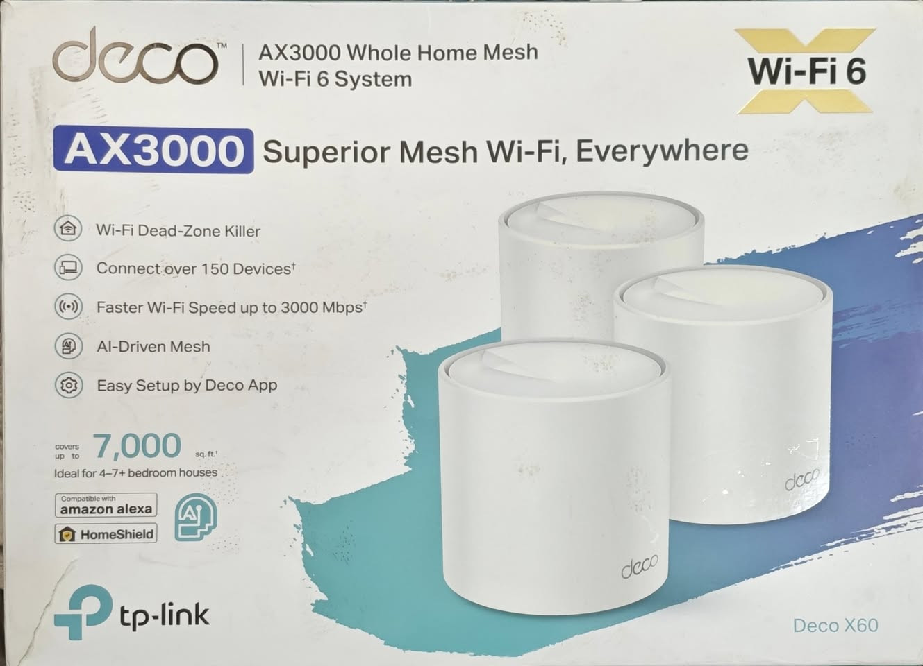 لعشاق السرعة والبيت الذكي: TP-Link Deco X60 (AX3000) للبيع
الحالة: شبه جديد (مستخدم شي قليل جداً) بنسبة نظافة 100%.
الملحقات: كاملة مع الكرتونة وكافة الأسلاك الأصلية.
🔥 لماذا تختار هذا النظام (Mesh WiFi 6)؟
تغطية خيالية: ينهي مشكلة "المناطق الميتة" في البيت تماماً، ويوفر إنترنت سريع في كل زاوية.
سرعة صاروخية: يدعم تقنية Wi-Fi 6 بسرعات تصل إلى 3000 ميجابت/ثانية، مثالي للألعاب (Gaming) والبث بدقة 4K.
ذكاء اصطناعي (AI-Driven Mesh): النظام يتعلم بيئة منزلك ويوزع الإشارة بذكاء لضمان أفضل اتصال لجهازك أثناء التنقل.
سعة هائلة: يدعم ربط أكثر من 150 جهاز في نفس الوقت دون أي تأخير أو تقطيع.
سهولة التحكم: إعداد كامل من خلال تطبيق Deco على الموبايل، مع ميزات حماية للأطفال (Parental Controls).


**إذا كنت صاحب هذا الإعلان وتريد حذفه لأي سبب، رجاءا أرسل رسالة إلى الدعم الفني**