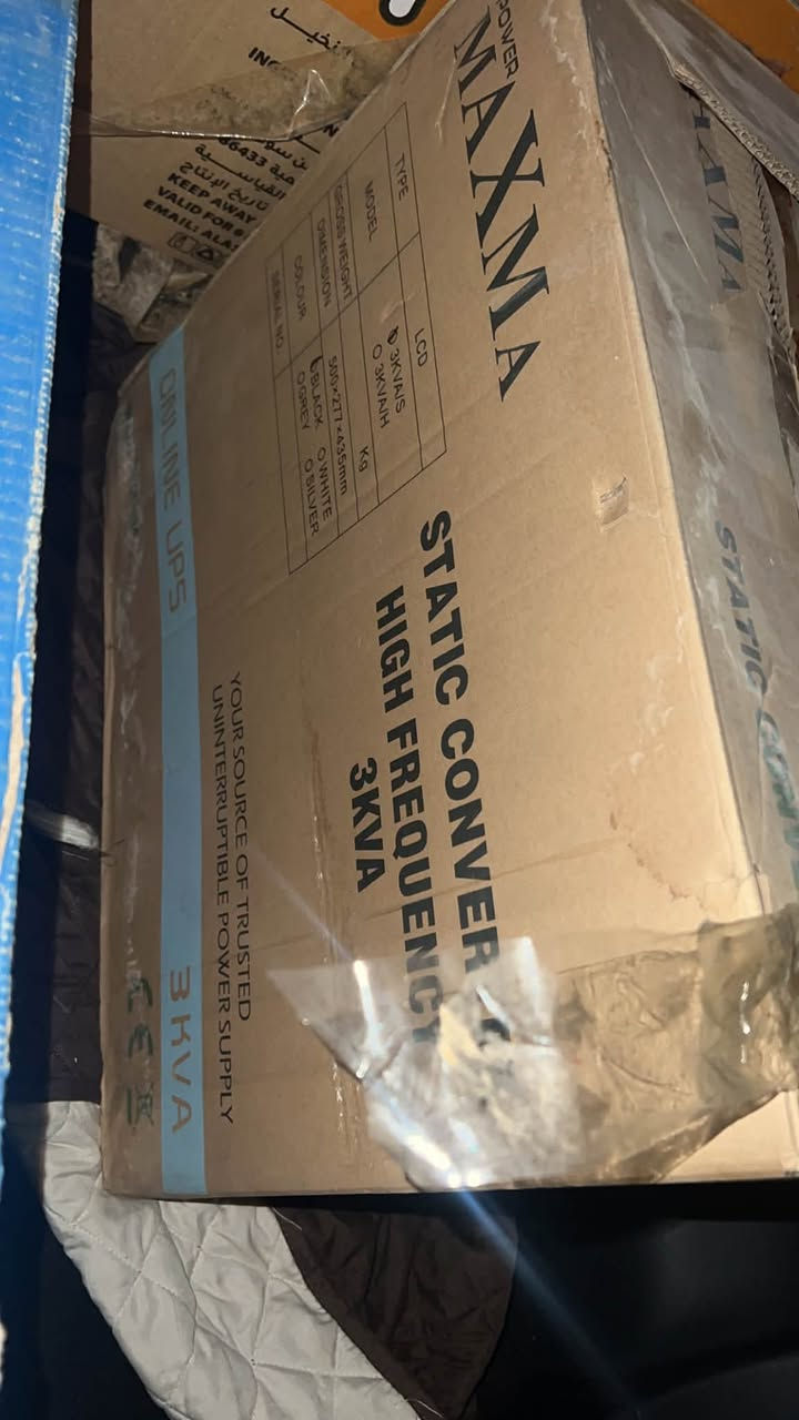Maxma online ups 3kv
جهاز يو بي اس مكسما أونلاين 3 كيلو فولت أمبير (MAXMA Online UPS 3KVA) - جديد بالكرتون اليوم فتحتة بس متروك جان 📦
سعر490 الف 
مكان بغداد يرموك ما عندي توصيل


**إذا كنت صاحب هذا الإعلان وتريد حذفه لأي سبب، رجاءا أرسل رسالة إلى الدعم الفني**