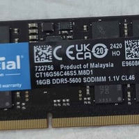 رام لابتوب Crucial ddr5 السرعة 5600 16 گيگا مستخدم اقل الشهر 077056633...