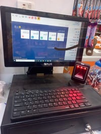 متوفر جهاز كاشير للبيع متكون من ( شاشه لمس + كيبورد وماوس + طابع فاتور...