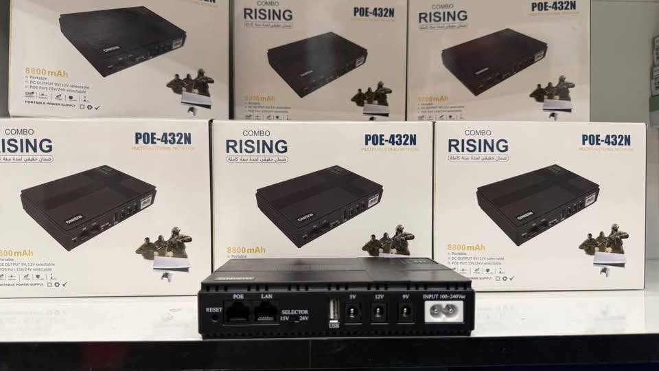 🔥 وصل الجديــــد 🔥

📦 RISING POE-432N

بطارية احتياطية احترافية مخصصة للراوترات وأجهزة الشبكات

⚡ القدرة: 18w

🔋 السعة: 8800mAh

📡 يدعم تشغيل الراوتر + ONU

🔌 مخارج POE + DC + USB

⏱ يحافظ على استمرار الإنترنت وقت انقطاع الكهرباء

💼 حجم عملي وسهل التركيب بالشبكات

💯 ضمان حقيقي

🚚 تجهيز الوكلاء بكل محافظات العراق

🔥 أسعار تنافسية وتوصيل متوفر

✅للحجز والاستفسار يرجى الاتصال او مراسلة الصفحة 

***********

***********

بغداد شارع الصناعة مقابيل جامعة التكنلوجية مجاور شركة اسوار ⸻

