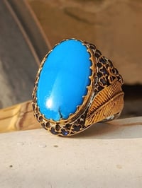 خاتم عملاق • حجر ٣سم • مطعم ذهب عيار٢١