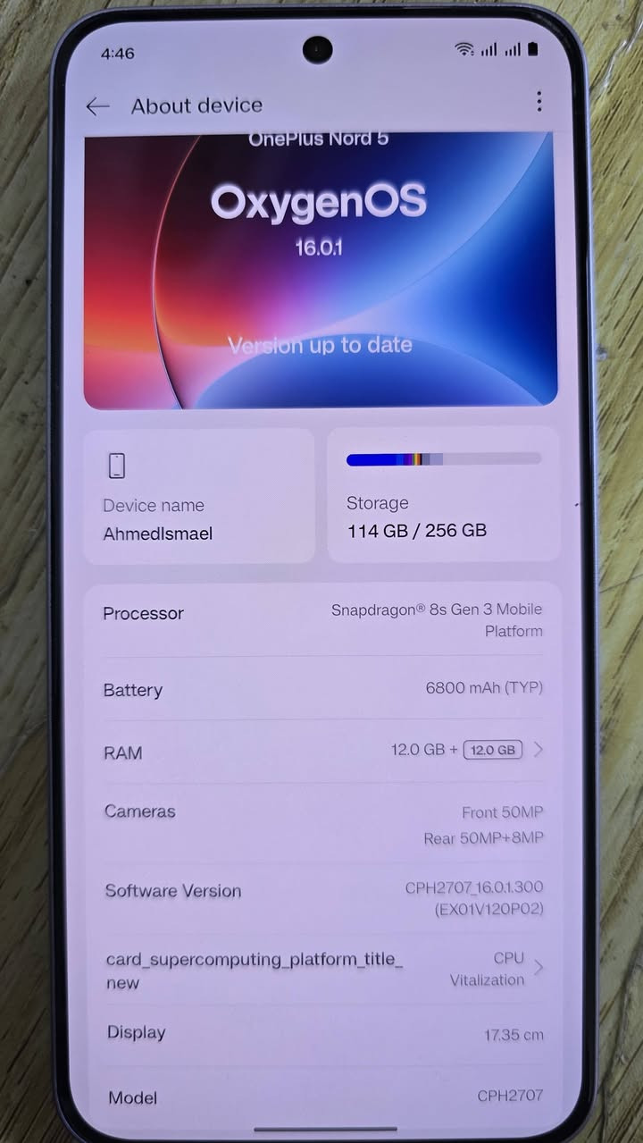 للبيع Oneplus Nord 5 12gb/256gb
لون ابيض جهاز نظيف ١٠٠% للبيع مع سماعة Oneplus buds pro 3
مع كافة الملحقات من كارتون و شاحن 
ويا لواسق شاشه و كفرات
السعر ٥٥٠ الف
المكان البصره

***********

.
