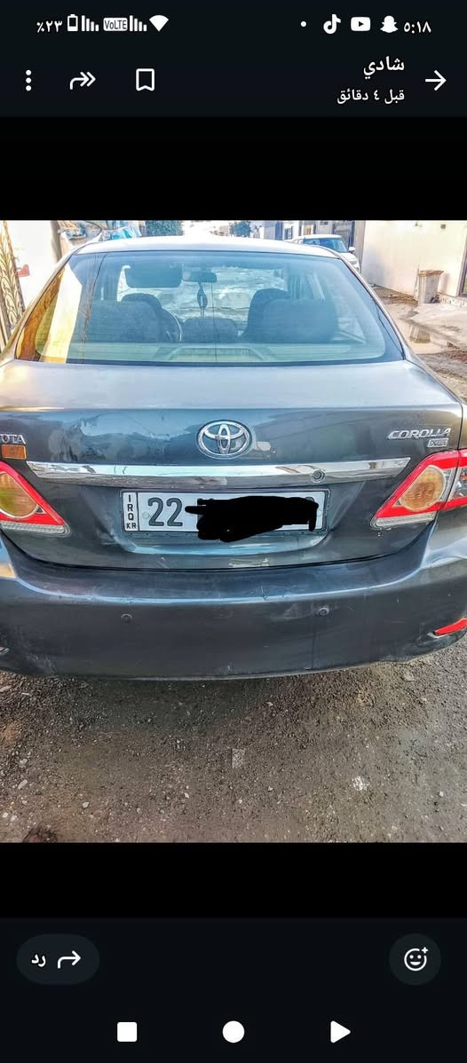 للبيع كورلا موديل 2009خليجي.ضرر جاملغ سكن صبغ بونيت وجاملغ سائق  فقط بخ عنوان كركوك م.***********
