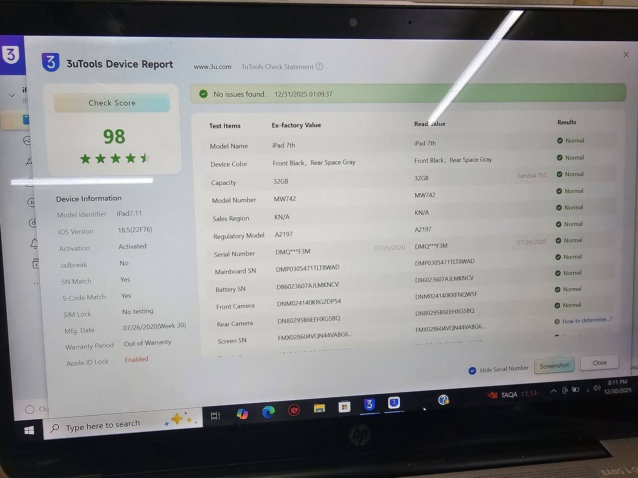 ايباد 7
ذاكرة ٣٢ 
بطارية 90 عدد دورات شحن 336
جهاز نظيف كلش الشاصي مالته نظيف
فقط بي فطر بالكلاسة ما مأثر على شي لأن بس بالكلاسة
مع الايباد قلم شحن يدعم راحة اليد
سعر 120 وبي مجال
تواصل ***********
او خاص ، اذا مغلق ارسل طلب صداقة
