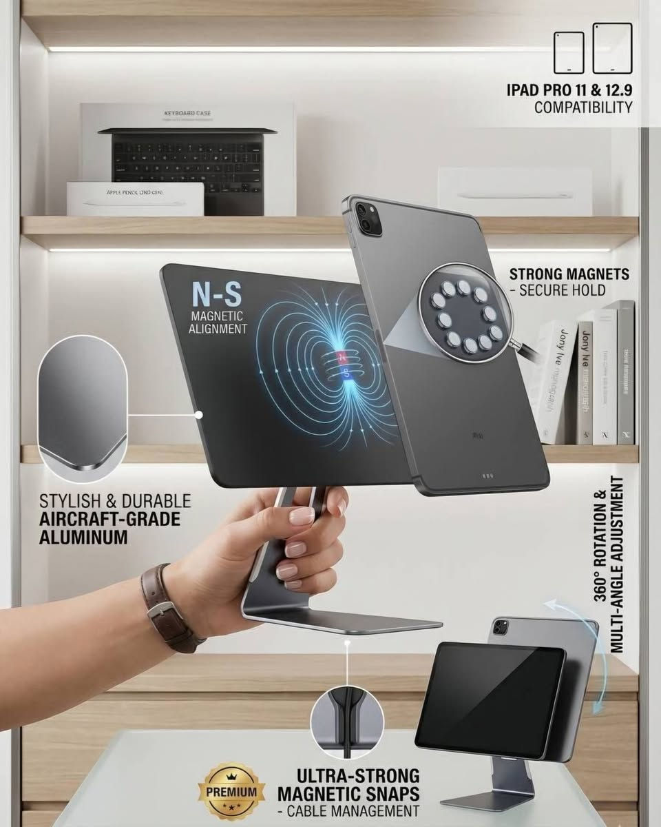 ستاند ايباد ماگنتك 🫡🔥

متوافق مع  

ipad Pro 11 2018/2020/2021✅
ipad Pro 12.9 2018/2020/2021✅
ipad Air 4/5 ✅

التصاق مغناطيسي قوي غير قابل للأنزلاق ✅ 

حمايه اسفنجيه لحمايه الايباد من الخدوش ✅

قابل للدوران 360 درجه  ✅

قاعده ربل لمنع الانزلاق ✅

السعر 30 الف فقط 🫡 🔥 

توصيل جميع محافظات العراق 5 الاف 🚙 🚗 

للاستفسار والحجز التواصل واتساب 📞 

***********

عنوان المركز : بغداد الحريه الثانيه شارع الحريه الثانيه قرب مكتبه الكراون مقابل صيدليه العنفوان مركز شمس للموبايل
