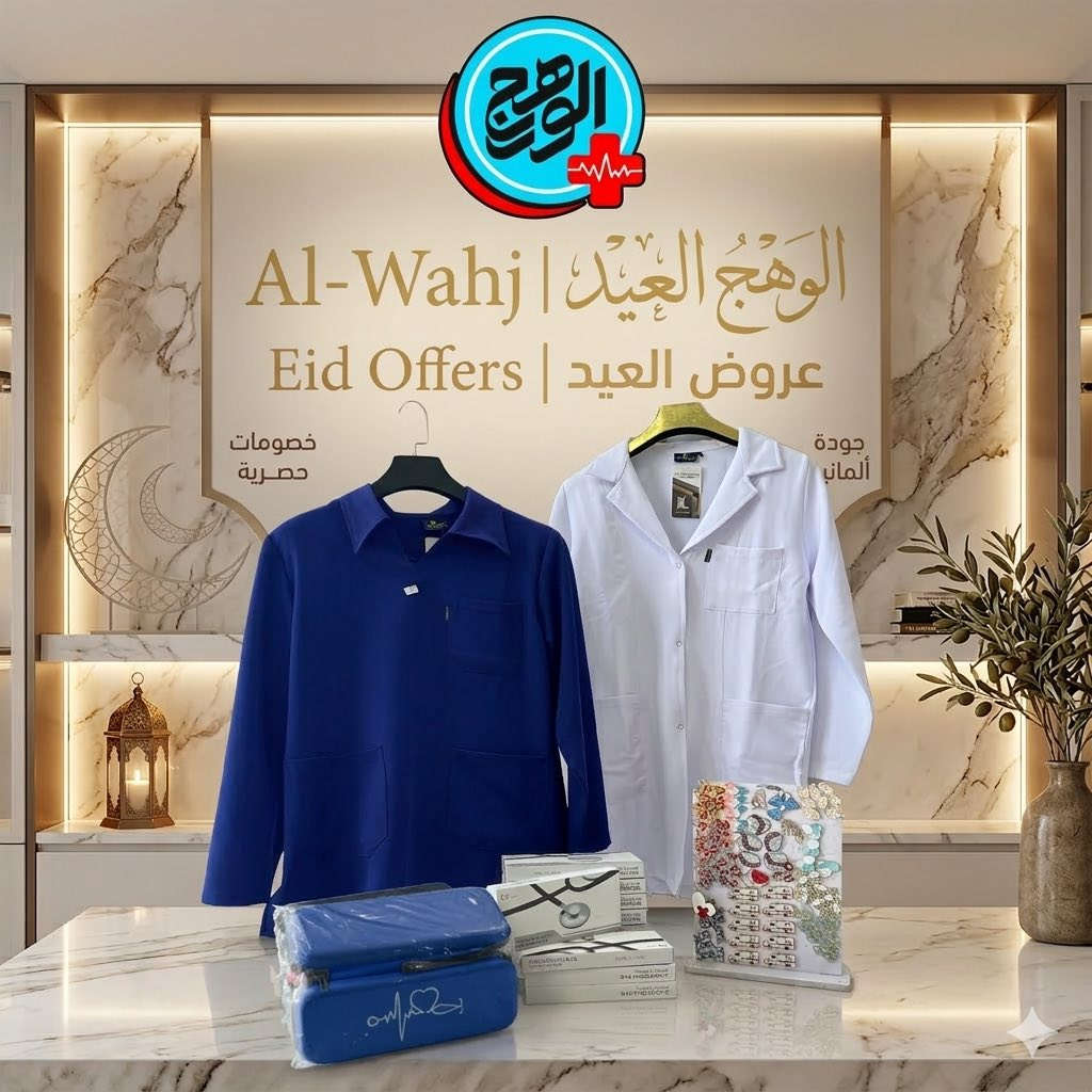 عروووض خاصة ⌛️الى طلبة المجموعة الطبية 
حصرياً فقط داخل تجهيزات الوهج الطبية 
بمناسبة عيد الفطر المبارك .. 
نعلن لكم 

- سكراب چارلس ( درجة اولى ) 👌
- لابكوت ليگرة 🩻
- سماعة طبيب طبية 🩺
- حقيبة للأدوات والمعدات الطبية صغيرة 🗂️

وأخيراً مع هدية بروش حسب التخصص🩹🔬💊 

كل هذا  فقط ب ٥٠،٠٠٠ الف 
مع وجود جميع القياسات والألوان ، سارعوا قبل نفاذ الكمية 🔥🔥🔥🔥

العنوان : تكريت - شارع الاطباء - عمارة رويل مول 
رقم الهاتف : ***********
