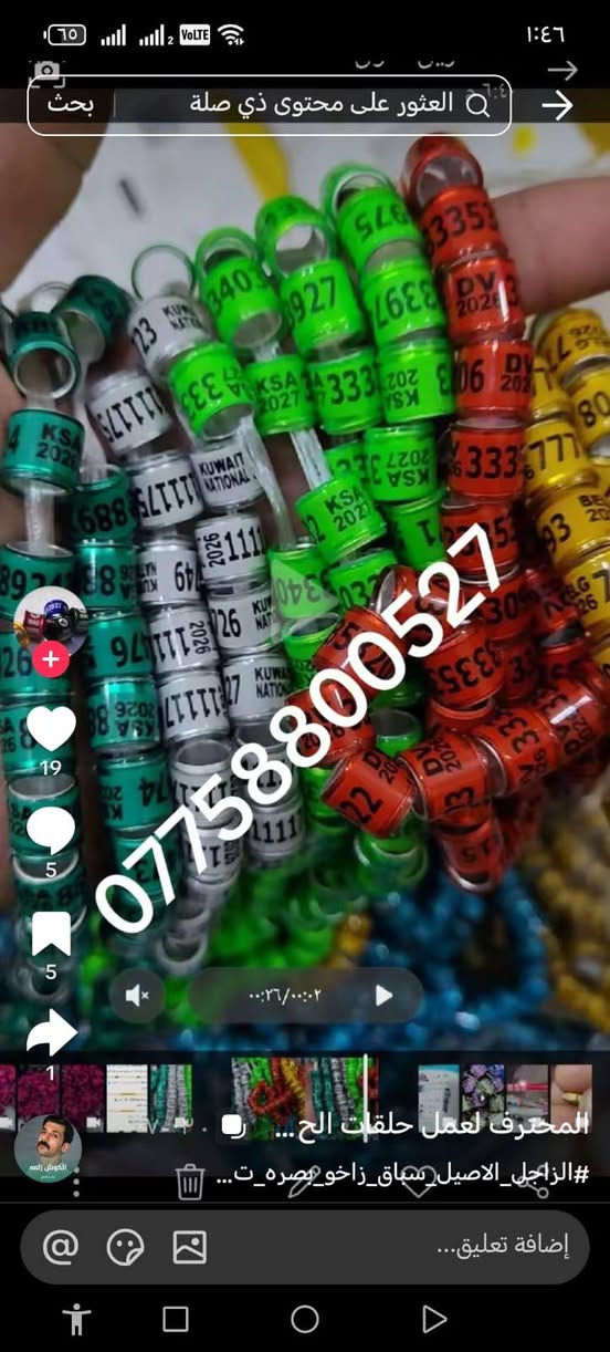 حجل طيرك وبسعار تنافسيه وشغل مضمون 👇❤️ حجول  وتوصيل لكل العراق والخبره بلعمل
تريد حجل اصلي  ❤️ يوجد لدينا كل ماهو جديد عمل جميع  انواع حجول رابطه ستندر بنواعها حمام اللوت والزاجل والرافل والحمر وتور تيدي وطيور الزينه وباقي الطيور  بكافة انواعها  المغرد جاوه وبلابل  وفجانس وكناري وبادجي هاجرمو  وكوكتيل والدره وغندور وروز والحمام الملكي  ودجاج ومختلف النوعيات الالوان والموديلات حسب طلب الزبون الحجول والقياسيات موجوده بنواعها وتلبيس لطيور الكبار موجود حسب الطلب
الموثق والمفتوح وقراصات و المنيوم مفتوح الشغل درجة أولى حفر ليزر وحجول  والطيور بانواعها ملاحظه يوجد لدينا حجول زينه تراجي وحجل جرس خرخاشه واشرات وباقي الحجول بنواعها لكافه لطيور توجد خدمه توصيل لباب لبيت لجميع المحافظات العراق 🚕🚕 بسعر مناسب جدا للحجز مراسلة الصفحه او واتساب📱📞او الاتصال علئ الرقم او وتساب ملاحظه خبره بلعمل أكثر من 10 سنوات احذر التقليد 😍 لاتنسه لايك ومتابعه للحساب هدفنا تطوير الهوايه ولطيور لتعارف 😘 

***********
***********
