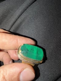 خاتم زمرد روسي للبيع صياغة فضة يدوية ثقيلة مطعم ب نحاس تحفة قياس ٢٠-٢٢...