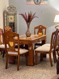 ميز طعام خشب زان طبيعي 6 مقعد سعر 525 تواصل 07875843828