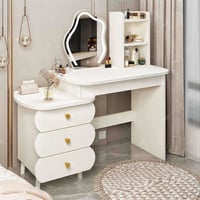 ميز مكياج خشب • ١٢٥×٤٥×١٠٠سم • إضاءة ٣ ألوان