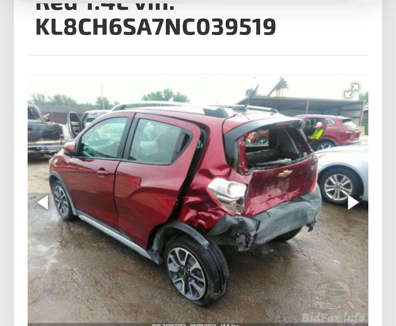 سلام عليكم
سياره للبيع. شفرليت سبارك  وارد امريكي موديل 2023 معوقين 
فول مواصفات مكانها ناصريه مركز السعر 90$ وبيها مجال كير مكينه تبريد شرط
صور الحادث بالمنشور تلفون ***********
