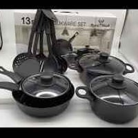 سيت ١٣ قطعة • أغطية زجاج • أسود أنيق