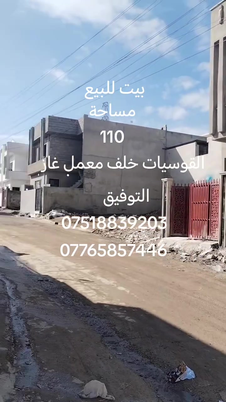 بيت للبيع مساحه 110 متر مربع كامل خدمات ماء كهرباء تبليط جمعيه الزراعه خلف معمل غاز التوفيق شغل فول سعر 75 وبي مجال للاستفسار اتصال على الهاتف *********** بي واتساب *********** مراجعه مكتب صكر الهاشمي
