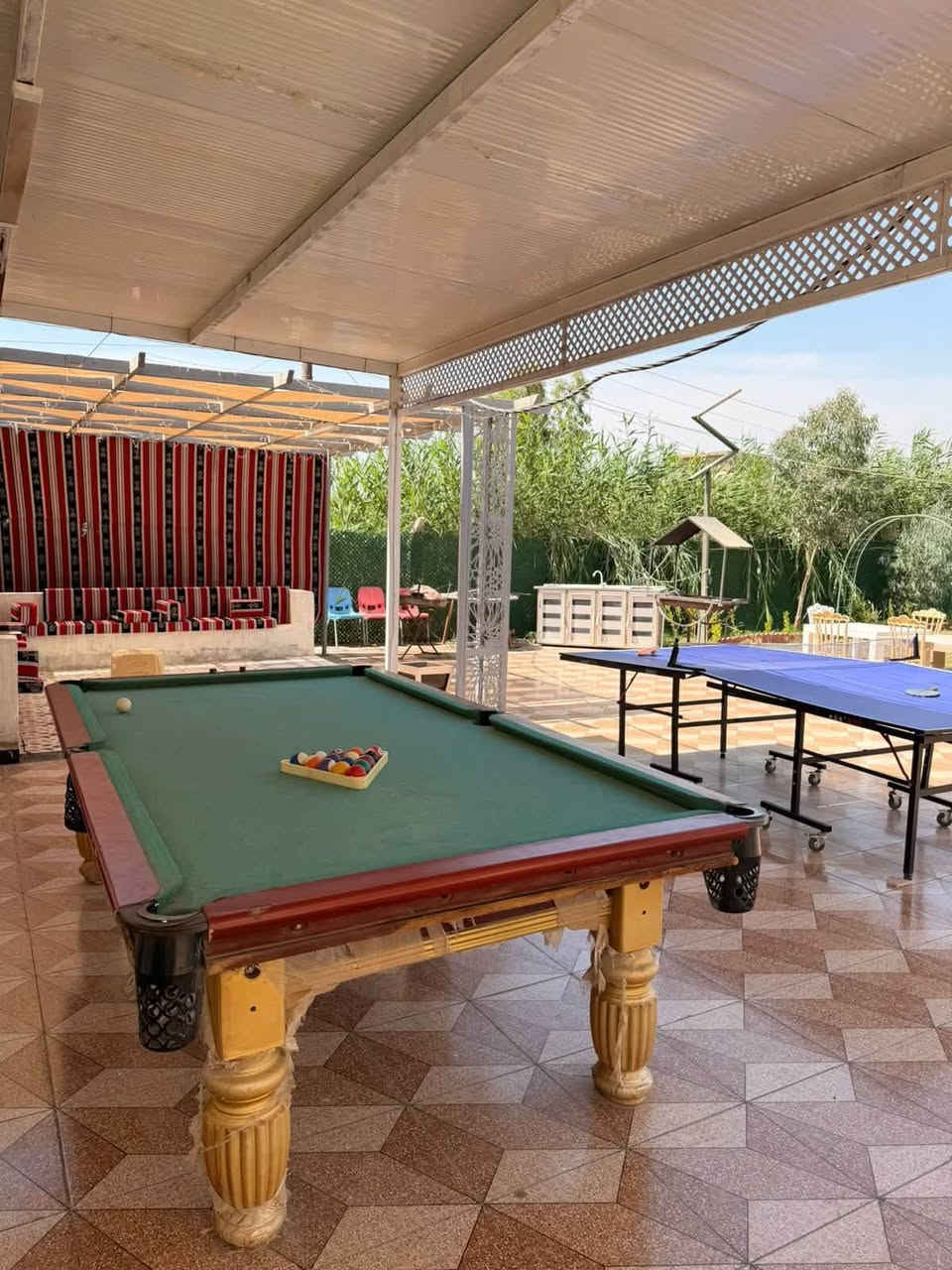 ✨ استمتع بأجمل الأوقات داخل المزرعه ✨🔥
تبدا اسعارنا ب 175 الف 
*********** 

🏡 أجواء راقية وخصوصية كاملة للعوائل والأصدقاء 
🌴 حديقة كبيرة ومساحات مريحة للاسترخاء 
🏊‍♂️ مسبح قياس 5×10 
📏 عمق متدرج من 1.30م إلى 2م 

⚽️🏀 ملعب مشترك لكرة القدم والسلة 
🎱 بليارد منضدة 
🪑 كعدة عربية مرتبة ومريحة 
🍖 مكان مخصص للشوي والجلسات 
🎠 ألعاب أطفال 
🚗 كراج واسع يتسع لعدة سيارات 

🏠 بيت طابقين متجهز بالكامل 
✔️ غرف مريحة 
✔️ جلسات داخلية 
✔️ خدمات متكاملة 

🎉 مناسب لـ:
• العوائل 
• الجلسات الشبابية 
• أعياد الميلاد 
• المناسبات الخاصة 
• الاستجمام والراحة 

📲 للحجز والاستفسار مراسلتنا خاص أو واتساب 
*********** 
📍 بغداد حي جهاد مكاسب
