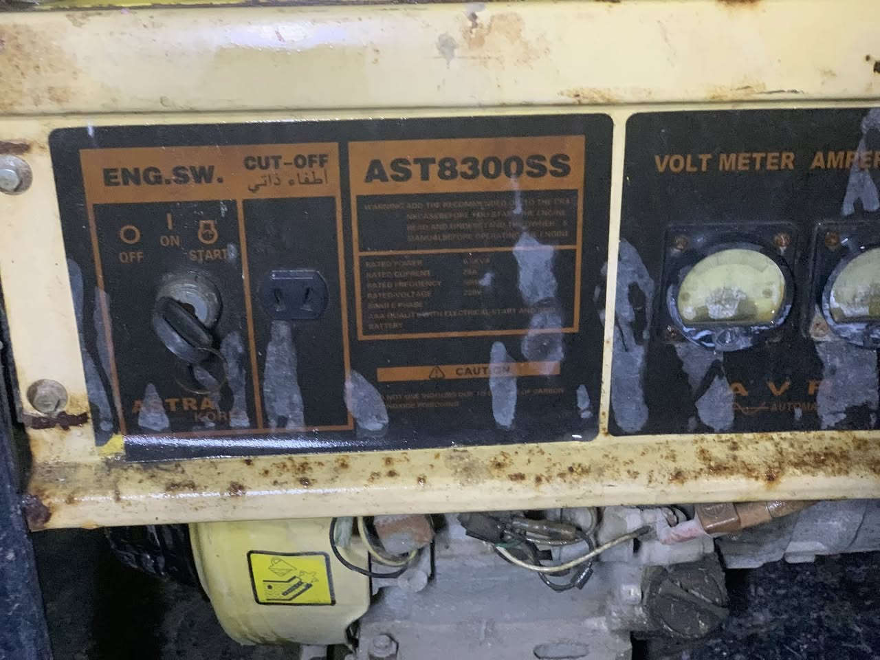 * للبيع (ASTRA KOREA AST8300SS  
*السعة*: 6.5kVA تقريباً
29 أمبير 
عاطلة


**إذا كنت صاحب هذا الإعلان وتريد حذفه لأي سبب، رجاءا أرسل رسالة إلى الدعم الفني**