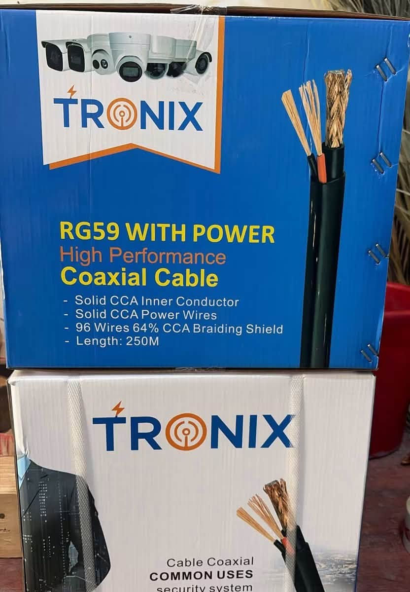 ‼️‼️نيرمين جابتلك اقوى كيبل كامرات بلعراق 
 😌كيبل كاميرات مراقبة TRONIX RG59 With Power بطول 250 متر.‼️‼️

⚙️   مواصفاته:
 • نوع الكيبل: RG59 Coaxial Cable
 • مخصص لكاميرات المراقبة التناظرية مثل: AHD / TVI / CVI / CVBS.

🔴  يحتوي على:
 • سلك كوكسيل لنقل الفيديو.
 • سلكين كهرباء مدمجين لتغذية الكاميرا غالباً 12V DC.

 • أسلاك الكهرباء  CCA.
 • شيلد حماية: 96 شعرة، تغطية 64% CCA Braiding Shield.
 • الطول: 250M.

🎥📷 الاستخدامات:
 • تمديد كاميرات CCTV.
 • أنظمة الحماية والمراقبة.
 • مناسب للبيوت، المحلات، المكاتب، والمشاريع المتوسطة.

📦اسعار خاصة لاصحاب المشاريع والمحلات 
☎️***********
