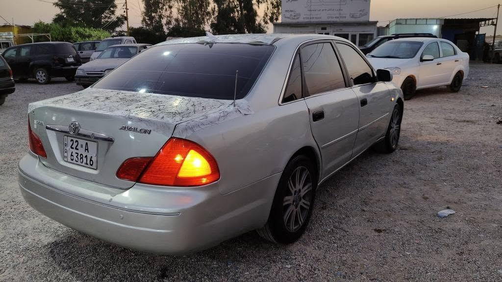 AVALON/2002
ڕەقەم هەولێرە ئەوەلیاتە بەناو ناکرێ 
       260 هەزار غرامەی لەسەرە 
  مەکینە 3000 گێرو مەکینە بەشەرت
  تەبرید ساردو گەرم کارەبای بەشەرت
  عیزام بۆیاغ بۆجوانی بێ دعم لێدران
پێش و پشتی کەپسە وەرگەڕان بەشەرت
کێشەی مەدەنی موس بڕاوە بەشەرت
سعری 50 کەمێک مەجال شوێن هەولێر
*********** أربيل, العراق
