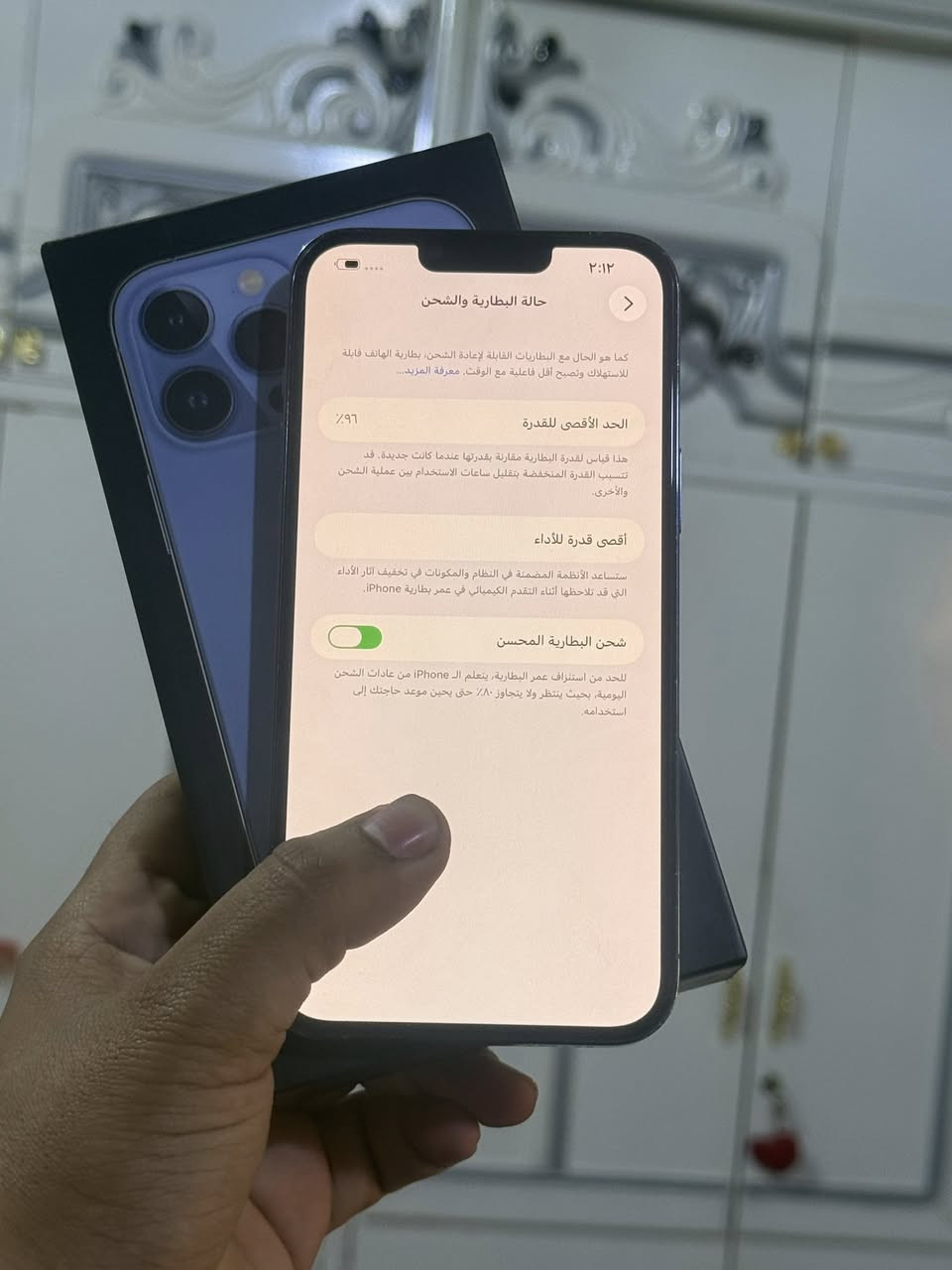 ايفون 13 برو ماكس
ذاكره 512 
مع وصل ضمان
🛑 بطاريات 96%‎
جهاز اصلي  وتر بروف.  بدون ايي تبديل
      للبيع وللمراوس
🛑ملحقاته كامله
⭕️السعر 725 الف 
يوجد توصيل لكافه المحافضات 
للبيع وللمراوس 

لبيع نقدا فقط 

 #العنوان: ديالى   — شهربان  - جزيره  
   
(مكتب الأخوين للموبايل)          
***********
***********
