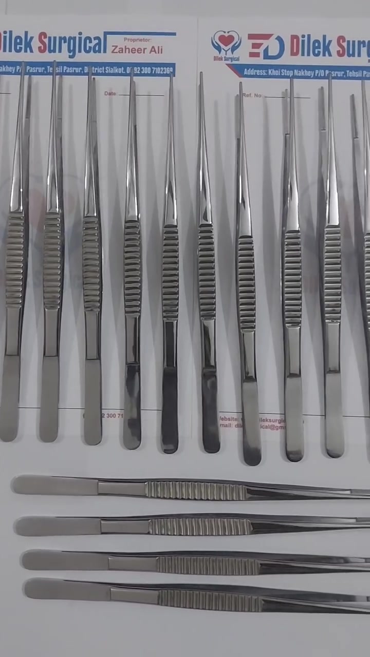 Debakey Tweezers 25 cm
Dilek surgical we are manufacturer and Exporter of high quality Surgical#Dental#Veterinary#
Manicure# TC#
Diagnostics# Orthopedic# ENT# Electro Surgical# Barber and Thinning scissors  instruments all over the world.
 Pakistan sialkot punjab
Email.Dileksurgical@gmail.com
What's app number 00923007102369
Website : www.Dileksurgical@gmail.com


**إذا كنت صاحب هذا الإعلان وتريد حذفه لأي سبب، رجاءا أرسل رسالة إلى الدعم الفني**