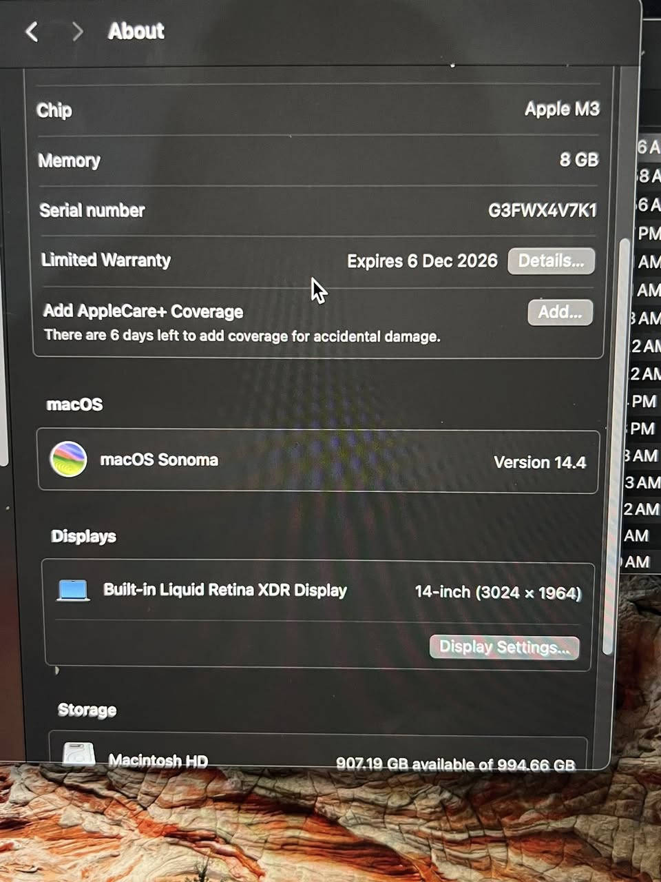 السلام عليكم.
ماكو بوك برو m3 ١٤ انش مديل ٢٠٢٣ ذاكرة ١ تيرة 

جديدد عدد سايكلات الشحن ٨ و لا خدش و بيه ضمان 

سبب البيع اريد اخذ air لان ما احتاج هلگد مواصفات 
 
السعر  مليونين  
مكاني بغداد 
تواصل 
ماسنجر


**إذا كنت صاحب هذا الإعلان وتريد حذفه لأي سبب، رجاءا أرسل رسالة إلى الدعم الفني**