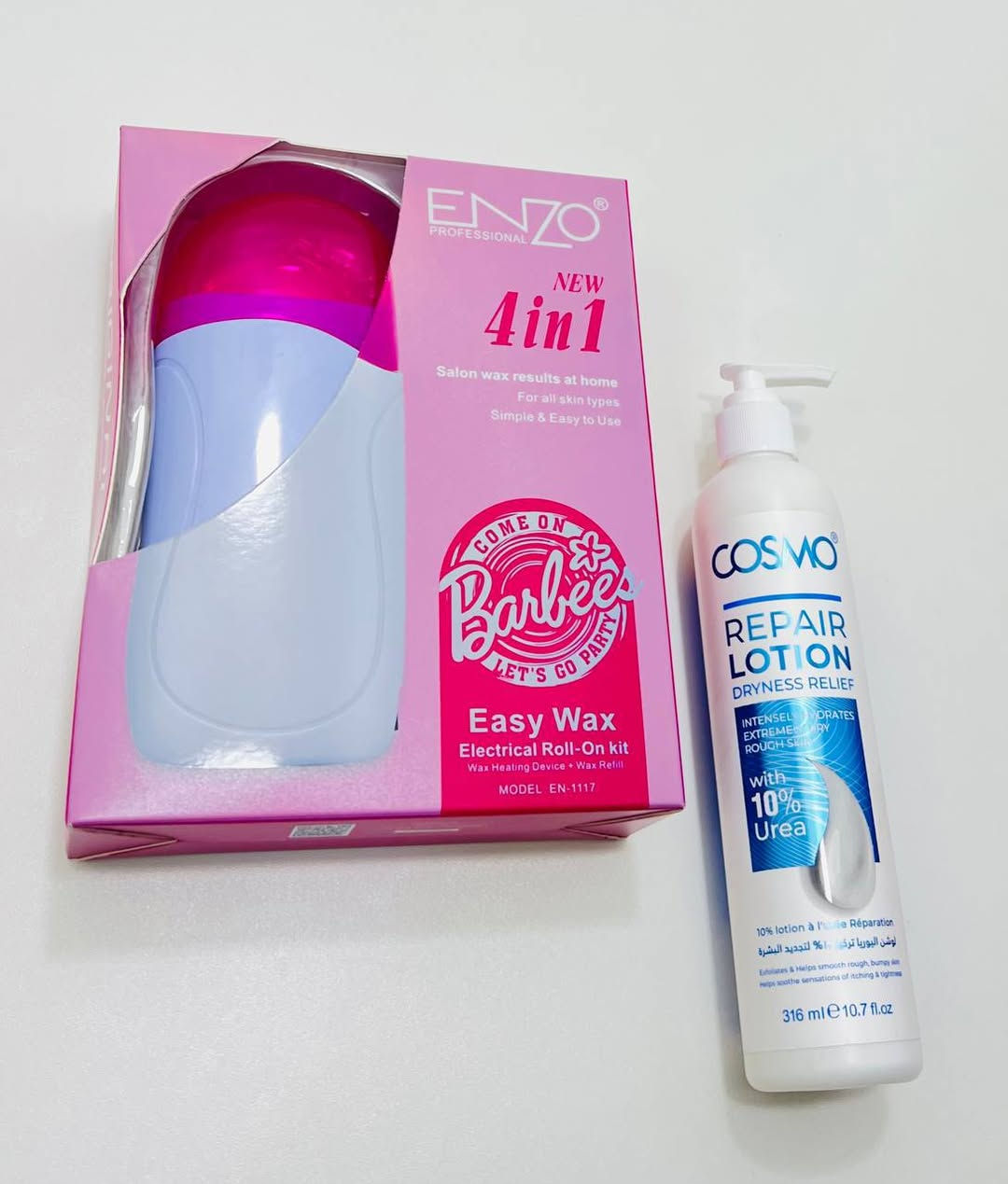 ✨ نعومة، ترطيب، وإزالة شعر باحتراف من البيت
دلّلي نفسچ ببكج يوفر عليچ الوقت والجهد وينطيچ نتائج الصالونات 🌸

🤍 لوشن كوزمو ريبير (Cosmo Repair Lotion)
الحل الفعّال للبشرة الجافة والخشنة جداً!
✔️ تركيبة قوية بـ 10% يوريا لتجديد الخلايا وترطيب عميق
✔️ يقشّر بلطف ويخفف الخشونة والجلد الميت
✔️ يرمم حاجز الرطوبة ويهدّي الحكة والشد
✔️ سريع الامتصاص ويترك البشرة ناعمة ومريحة من أول استخدام
💜 أحدث إصدار من جهاز رولة الشمع – ENZO
بكج متكامل وسهل للاستخدام بالبيت 👌
🔹 جهاز الشمع
🔹 شاجور شمع
🔹 ورق شمع
🔹 من ماركة ENZO الأصلية


**إذا كنت صاحب هذا الإعلان وتريد حذفه لأي سبب، رجاءا أرسل رسالة إلى الدعم الفني**