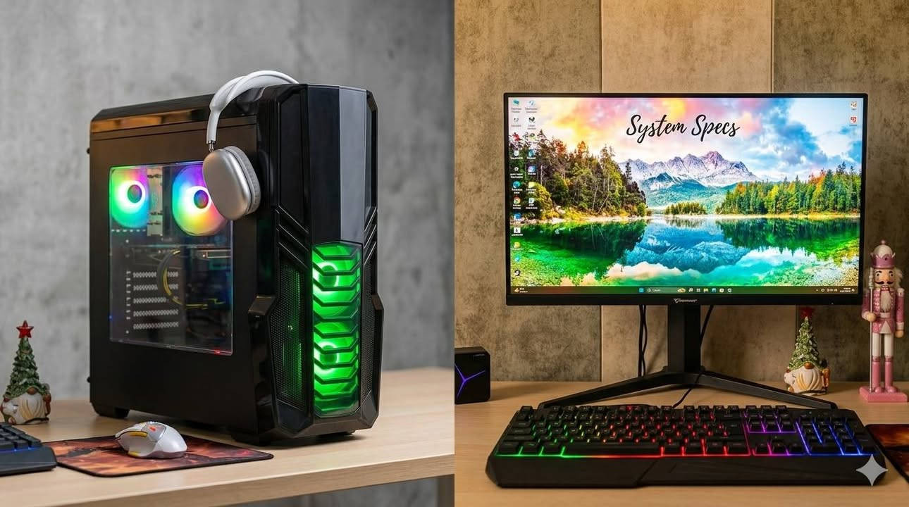 المعالج (CPU): Intel Core i7-6700 (أداء مستقر وسريع).
السعر 700 الف تستلمهه من الباب مراوس لا ❌ 
رقم *********** واتساب 
 العنوان بغداد العبيدي 
للمعلومه مع برنامج روسي لكل الالعاب الحديثه او القديم لكل الالعاب تكدر تحملهه مجانا
​كرت الشاشة (GPU): AMD Radeon RX 580 (8GB VRAM) - كرت أسطوري بأدائه مقابل سعره.
​الذاكرة العشوائية (RAM): 32GB (ذاكرة ضخمة تضمن سلاسة العمل مع البرامج الثقيلة).
​التخزين (Storage): 1TB (سعة واسعة لحفظ ملفاتك وألعابك وبرامجك).
​النظام: Windows 11 Pro (أحدث إصدار وبكامل تعريفاته).
​دعم الرسوميات: يدعم DirectX 12 بالكامل.

​أداء متوازن: معالج i7 مع 32GB رام تجعل الجهاز سريعاً جداً في فتح البرامج والمتصفحات.
​جاهز للاستخدام: لا يحتاج إلى أي صيانة أو تعريفات؛
​نظافة الجهاز: تم الاهتمام به جيداً
