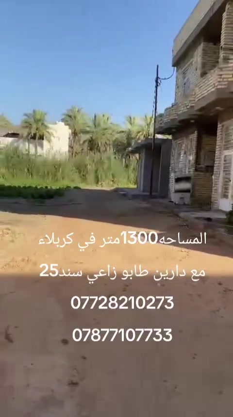 سلام عليكم البيع في كربلاء المساحه1300
***********
***********
