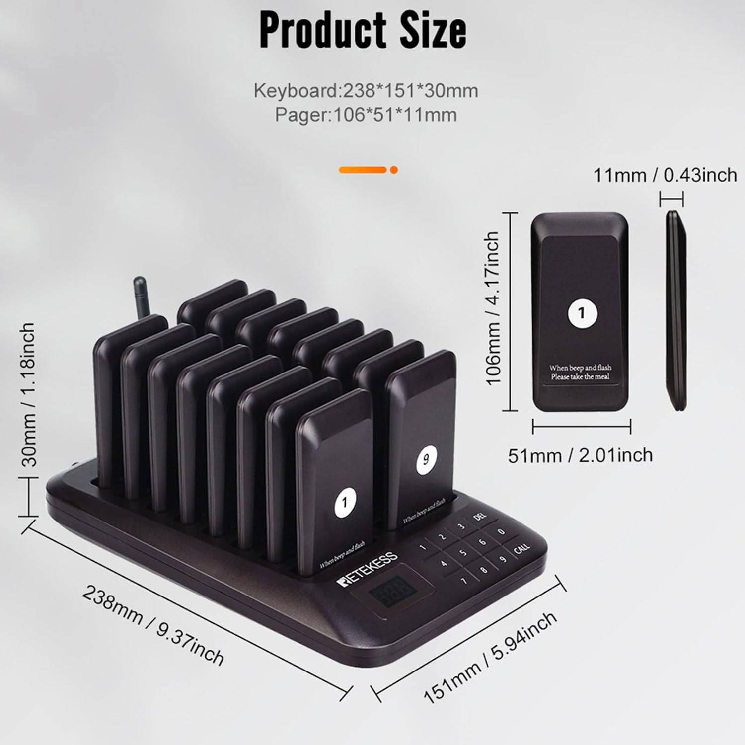 جهاز نداء لاسلكي للمطاعم، لاخذ الوجبات بدون سلك، مع 16 وصلة تمديد لساحة الطعام ومحلات الوجبات السريعة/المطاعم/البنوك
العلامة التجارية: CHONGHAN
【تحتوي العبوة على 16 صفحة】يمكن استبدالها عند فقدان جهاز النداء؛ لا داعي للقلق بشأن عدم كفاية عدد النداء عند زيادة العمل.
【تشغيل أبسط】يسمح نظام بيجر المطاعم للموظفين بعدم البحث عن العملاء. ما عليك سوى الضغط على زر الاتصال، وسيذكّر صوت الجرس والصفير العالي العملاء على الفور.
【مكان الاستخدام】نظام النداء هذا مناسب للبنوك أو المصنع أو المطعم أو المقهى أو ساحة الطعام أو العيادة أو الكنيسة أو المكتب أو غيرها من المناسبات في قائمة الانتظار.
【إجراءات متعددة】يمكن ضبط المدة الفورية (0 ~ 250 ثانية)، ويمكن ضبط سرعة الصفير؛ يمكن ضبط مفتاح الاهتزاز.
【الخدمة】 إذا كان لديك أي أسئلة، يرجى الاتصال بنا. سنعاود الاتصال بك في غضون 24 ساعة. لا تتردد في التصفح إلى الأعلى والنقر فوق "أضف إلى العربة" لشراء هذا المنتج المذهل عالي الجودة على الفور! ! !

وصف المنتج
●●الميزة●●
● وضع استعداد طويل الأمد، عمر بطارية طويل.
●إشارة ثابتة، يمكن أن تمر عبر الجدران.
● لوحة مفاتيح تعمل باللمس جديدة مطورة.
● إغلاق بمفتاح واحد، أكثر ملاءمة.
●●المواصفات●●
الاسم: أداة التقاط الوجبات اللاسلكية في قائمة الانتظار
مصدر الطاقة التكيفي: تيار مستمر 12 فولت/1 أمبير
تيار الشحن: 20- 50mA
عدد الرموز: 998
مدة الاستعداد: 200 ساعة
طريقة التشكيل: AM 0OK
الوضع الفوري: ضوء الجرس/الاهتزاز
تردد التشغيل: 433.92 ميجا هرتز
مسافة الإطلاق في الأماكن المفتوحة: 800 متر
خيارات القائمة:
اضبط المدة الفورية/اضبط سرعة الصفير
تعيين رقم التعريف الأساسي/رقم تمديد المجموعة
اضبط المفتاح على الاهتزاز
●●قائمة العبوة●●
1 × لوحة مفاتيح إطلاق
16 × جهاز استقبال
1 × طاقة المنتج
1 × دليل الاستخدام
●● ملاحظة ●●
1. نظرًا لاختلاف طرق القياس والقياس اليدوي، يرجى السماح بانحراف بمقدار 1-3 سم. شكرًا لك!
2. تم التقاط هذه الصورة تحت الضوء الطبيعي. يرجى تفهم أن هناك انحرافًا لونيًا بسيطًا بين الجهاز والشاشة
معلومات المنتج
معلومة إضافية
ASIN B0CD3FNGSW
تاريخ توفر أول منتج 2023 يوليو 29


**إذا كنت صاحب هذا الإعلان وتريد حذفه لأي سبب، رجاءا أرسل رسالة إلى الدعم الفني**