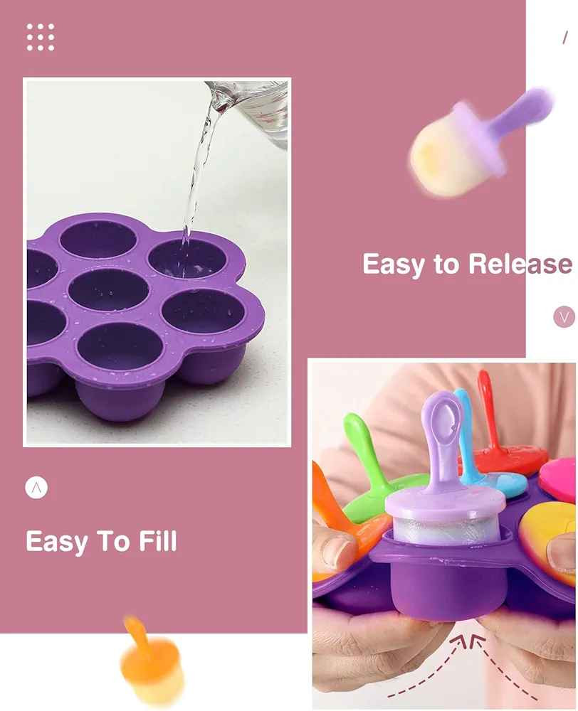 قالب سيليكون لصنع المصاصات، صانعة مصاصات الثلج مع قالب ايس كريم مع 7 قطع من العصي الملونة، قوالب صغيرة لصنع المثلجات في المنزل، أرجواني
اختيار أمازون النجف, العراق


**إذا كنت صاحب هذا الإعلان وتريد حذفه لأي سبب، رجاءا أرسل رسالة إلى الدعم الفني**