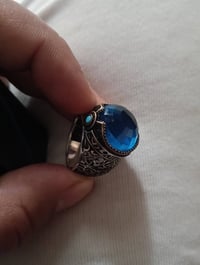 محبس فضه 925 صياغه عثمانيه وحجر الزاركون الأزرق السعر 75 واتساب 078748...