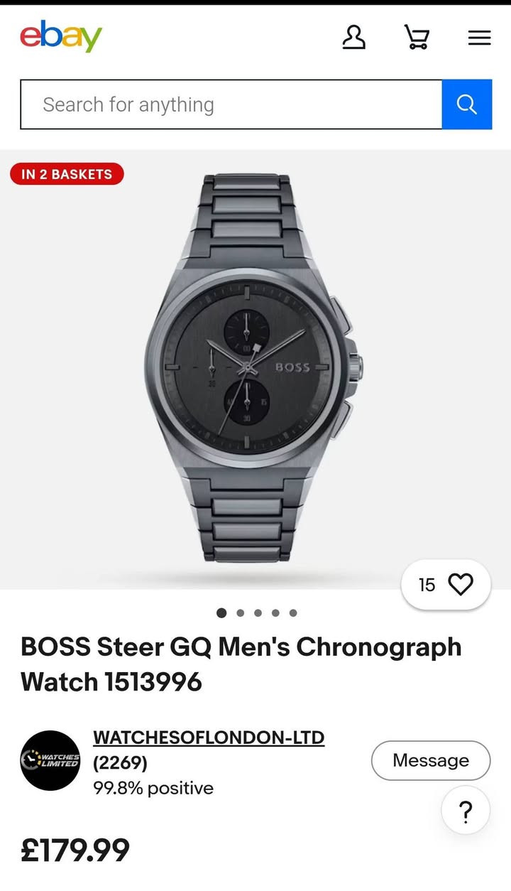 ساعة تحفة قوية كلش
 ماركة هوكو بوز الألمانية 🇩🇪 Hugo Boss ⌚
موديل: BOSS Steer GQ
جديدة لوك ⌚✨ وبعلبتها الأصلية الفاخرة مع كامل ملحقاتها
أهم مواصفات الساعة:
✅ الماكنة: يابانية كوارتز كرونوغراف عالية الدقة من سيكو 🇯🇵  Seiko VD55 .
✅قطر 44 مم
✅ التصميم: هيكل مضلع حديث مدمج مع السوار (Integrated Bracelet) يمنح معصم اليد مظهراً جميل و فخماً جداً.
✅ اللون: نفطي (رمادي داكن فاخر) بالكامل، مطلي بجودة عالية جداً ومقاوم لتغير اللون.
✅ الهيكل والسوار: ستيل كامل متين ومصقول بعناية الفولاذ المقاوم للصدأ.
✅ المميزات: وظيفة الكرونوغراف شغالة بالكامل (عدادات داخلية دقيقة لقياس الوقت) مع نافذة لعرض التاريخ.
✅مقاومة الماء: تصل إلى 50 متراً (5 ATM)،
✅ القفل: قفل مريح ومؤمن يفتح بالضغط ويحمل شعار BOSS.
متوفر توصيل لكل العراق 🇮🇶


**إذا كنت صاحب هذا الإعلان وتريد حذفه لأي سبب، رجاءا أرسل رسالة إلى الدعم الفني**