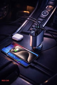 شاحن سيارة ٤في١ • يشحن ٤ أجهزة • كيبلات سحب