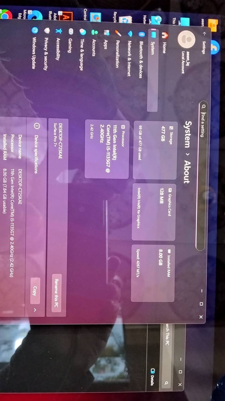 للبيع#
Microsoft Surface 7 Plus (الجهاز مستخدم كلش قليل) 💻
الجهاز غني عن التعريف، أداء جبار ببطارية ممتازة جداً.
المواصفات:

المعالج: Intel core i5 (الجيل 11).
الرام: 8GB.
الهارد: 512GB SSD.
حالة البطارية: 24 دورة شحن فقط (شبه جديد).
الملحقات: الجهاز + الشاحن الأصلي + حقيبة ( بدون كارتون الجهاز )

📍 الموقع: ديالى - بعقوبة.
📞 للتواصل والاستفسار: ***********

تريد صور أكثر للجهاز أو تسأل عن السعر؟ تواصل على الخاص وما نقصر إن شاء الله.
