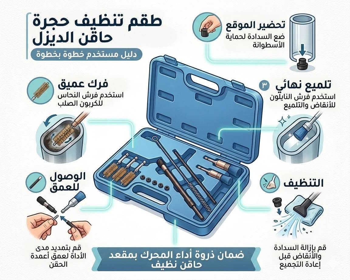 حقيبة تنظيف مقعد وبخاخات الديزل هي مجموعة أدوات متخصصة تُستخدم لتنظيف وإزالة التراكمات الكربونية، الصدأ، والأوساخ من تجويف وقاعدة البخاخ (الرشاش) في محركات الديزل قبل تركيب البخاخ الجديد.عدم تنظيف هذا الجزء يتسبب في عدم إحكام الإغلاق، مما يؤدي إلى تهريب الضغط، خروج دخان أسود، وضعف عزم المحرك.


**إذا كنت صاحب هذا الإعلان وتريد حذفه لأي سبب، رجاءا أرسل رسالة إلى الدعم الفني**