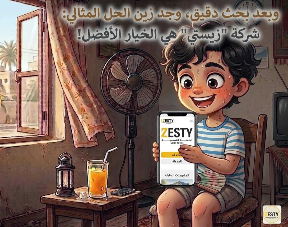 ☀️ زين بعده يتحمل الحر وانقطاع الكهرباء؟

كل صيف نفس المعاناة…
حرّ يزيد ⚠️
كهرباء تنطفي ⚠️
ومكيف ما يكدر يكمل 😓

لكن زين قرر يدور على الراحة الحقيقية 🌞

مع أنظمة الطاقة الشمسية من Zesty Solar Energy
✔️ كهرباء مستقرة
✔️ تشغيل مستمر للمكيفات
✔️ تقليل مصروف المولد
✔️ راحة لعائلتك طول الصيف

لا تخلي الحر يسيطر على يومك…
ابدأ حلّك الذكي من هسه.

📩 راسلنا للتفاصيل والأسعار
⚡ تجهيز وتركيب باحترافية
💳 كاش أو أقساط

📞 ***********
📍 شركة Zesty للطاقة الشمسية – بغداد
📞 ***********
📍 شركة Zesty للطاقة الشمسية – المنصور - تقاطع الرواد 
📞 ***********
📍 شركة Zesty للطاقة الشمسية – انبار - مدينة هيت
📞 ***********
📍 شركة Zesty للطاقة الشمسية – انبار - مدينة حديثة 
📞 ***********
📍 شركة Zesty للطاقة الشمسية – انبار - مدينة الفلوجة 
📞 ***********
📍 شركة Zesty للطاقة الشمسية – نينوى - موصل
📞 ***********
📍 شركة Zesty للطاقة الشمسية – ديالى - خالص
#زين_يدور_على_الراحة
#Zesty_Solar_Energy
#الطاقة_الشمسية
#كهرباء_مستمرة
#الطاقة_الشمسية_في_العراق
#SolarEnergy
#بغداد
#منظومات_شمسية
