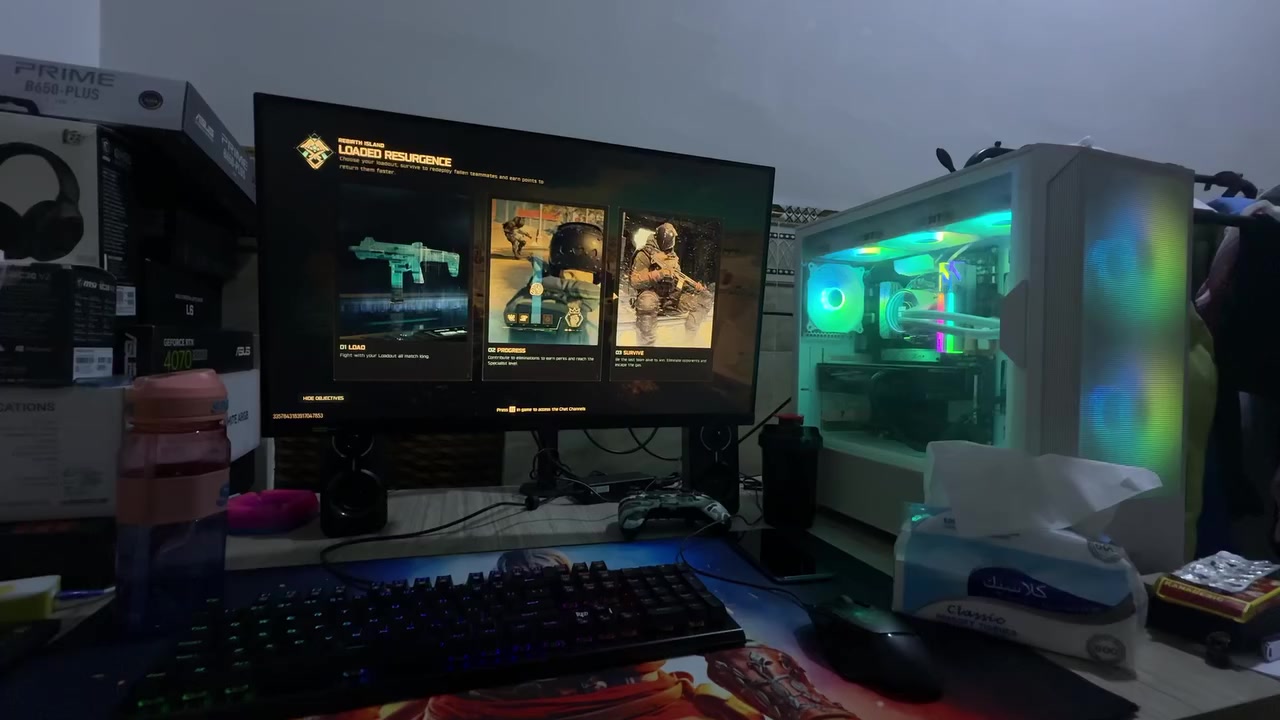 السلام عليكم  سعر نهائي رجائا الي مايشتري لا يكسر بالسعر طبعا الحاسبه نضيفه كلش وحتى استعمالها قليل جدا لان دراسه عندي وحاليا احتاجيت فلوس ودا ابيع 
صارت عليه 5660 خمسه مليون ونص 

السعر النهائي للتجميعه 3.500 ثلاثه مليون ونص كلها كلشي موجود بالصور 

تواصل واتساب *********** 
او راسلني خاص 

السعر ثابت 🔓

شاشه ms 240HZ 
كرسي كيمنك اضبط نوعيه
يوبي اس فاربر الاصلي اونلاين 
ميز خشب اصلي يخبل كلون وترتيب
سماعه msi الاصليه 
جوستك ناكون الاصلي
حوستك msi الاصلي
سماعات خارجيه مكبرات صوت

ادابتر وماوس باد عدد ٢ وكيبل عرض 

️ مواصفات التجميعة
 1. Case:
ANTEC NX416L WHITE RGB
 2. Power Supply:
ASUS PRIME AP-750G
PCIE5 GOLD MODULAR
 3. Motherboard:
ASUS PRIME B650-PLUS
 4. Graphics Card:
ASUS RTX 4070 SUPER
DUAL 12GB OC
 5. UPS:
FARBER 2KV ONLINE UPS
 6. Mouse:
LOGITECH G502X WIRE
 7. Headset:
MSI GH50 IMMERSE WIRELESS
 8. RAM:
PREDATOR 2×16GB
6000MHz CL30 VESTA RGB EXPO
 9. Processor:
R7 7800X3D
 10. Keyboard:
RED DRAGON ARYAMAN K569
 11. CPU Cooler:
THERMALRIGHT FROZEN
NOTTE 360 WH
 12. Wireless Adapter:
TP-LINK WIRELESS ADAPTER
 13. Storage:
WD M.2 NVME 1TB
SN850X GEN4

Samsung 990 PRO NVMe
سعة 2T
