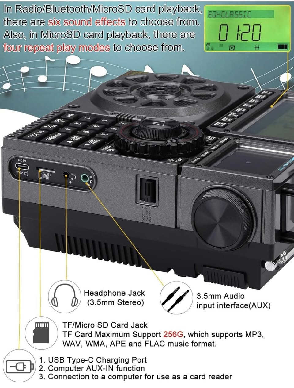 الراديو HanRongDa (HRD-C919) .. 📻
جهاز استقبال عالمي محمول وقوي .. 💪

يتميز بقدرات استقبال كاملة النطاق 

( FM / MW / SW /  SSB / LSB / AIR / CB / VHF / UHF / LW )

يوفر الجهاز 1600 قناة ذاكرة، وبلوتوث 5.3، وتشغيل بطاقة TF، وشاشة LCD مزدوجة كبيرة، مما يجعله مثالياً لعشاق الراديو والموجات القصيرة، مع بطارية 5000mAh لاداء طويل الأمد.

الميزات الرئيسية:

نطاقات الراديو: يدعم نطاقات متعددة مثل AIR، CB، SW، MW، FM، VHF، UHF، و WB (الطقس) مع دعم SSB.

الصوت والوسائط: مكبر صوت ستيريو بقوة 20 واط مع صوت جهير (Bass) عميق، ويدعم تشغيل ملفات MP3/WAV/APRE/FLAC عبر بطاقة TF (تصل إلى 256 جيجابايت).

الاتصال: بلوتوث 5.3، منفذ AUX، وتطبيق للهواتف الذكية (APP) للتحكم عن بعد.

التصميم: شاشة 3.54 بوصة LCD بإضاءة خلفية، جسم متين، أبعاد 19x17x9 سم، ووزن حوالي 1.1 كجم.

الطاقة: بطارية مدمجة بقوة 5000mAh تعمل لأكثر من 30 ساعة، مع منفذ شحن USB-C.

يُعد هذا الجهاز خياراً ممتازاً للمستخدمين الذين يبحثون عن أداء راديو متطور بميزات حديثة

السعر والتفاصيل خاص .. 

متوفر توصيل كل العراق ..


**إذا كنت صاحب هذا الإعلان وتريد حذفه لأي سبب، رجاءا أرسل رسالة إلى الدعم الفني**