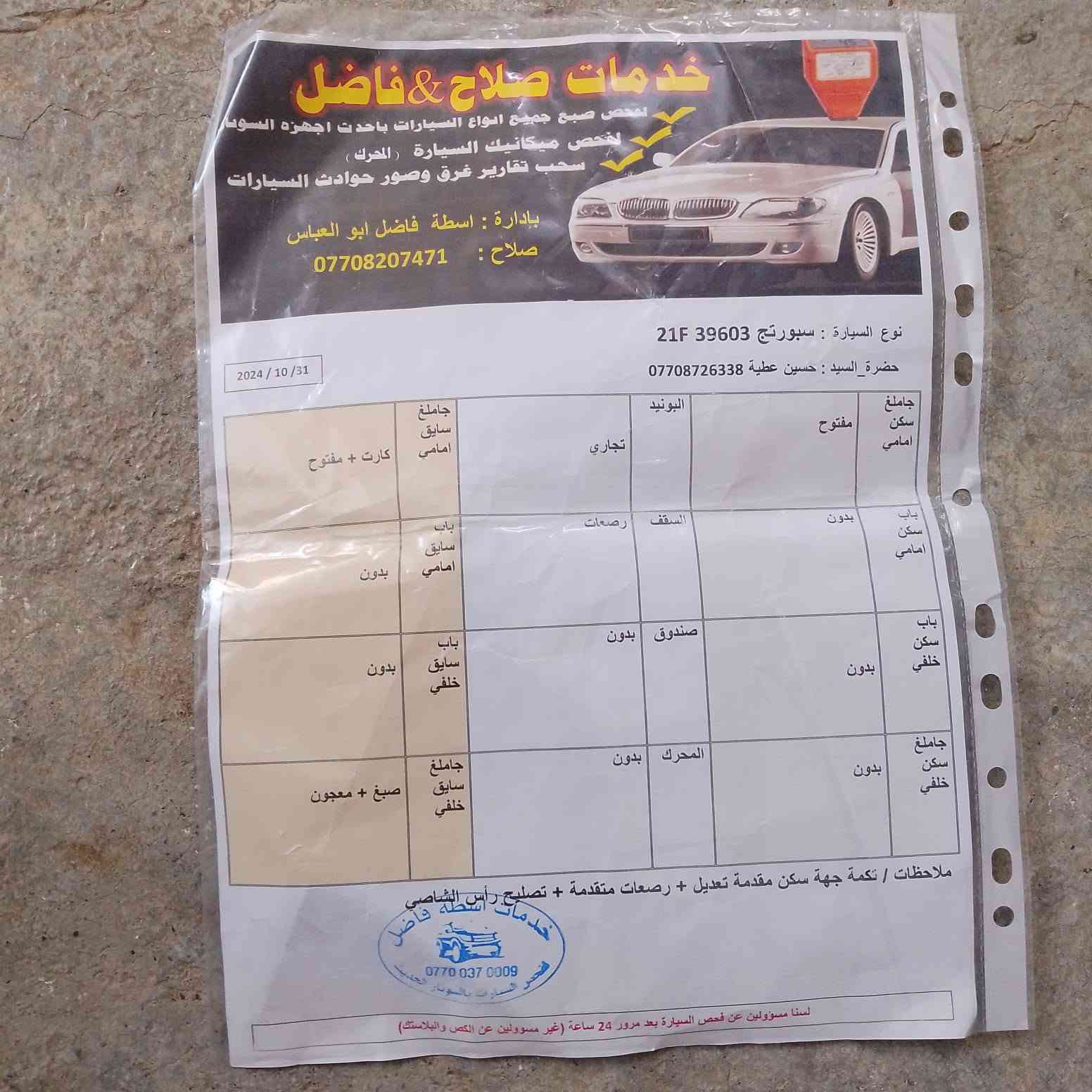 سياره بل شرط الفحص 152ورق
كركوك ***********
