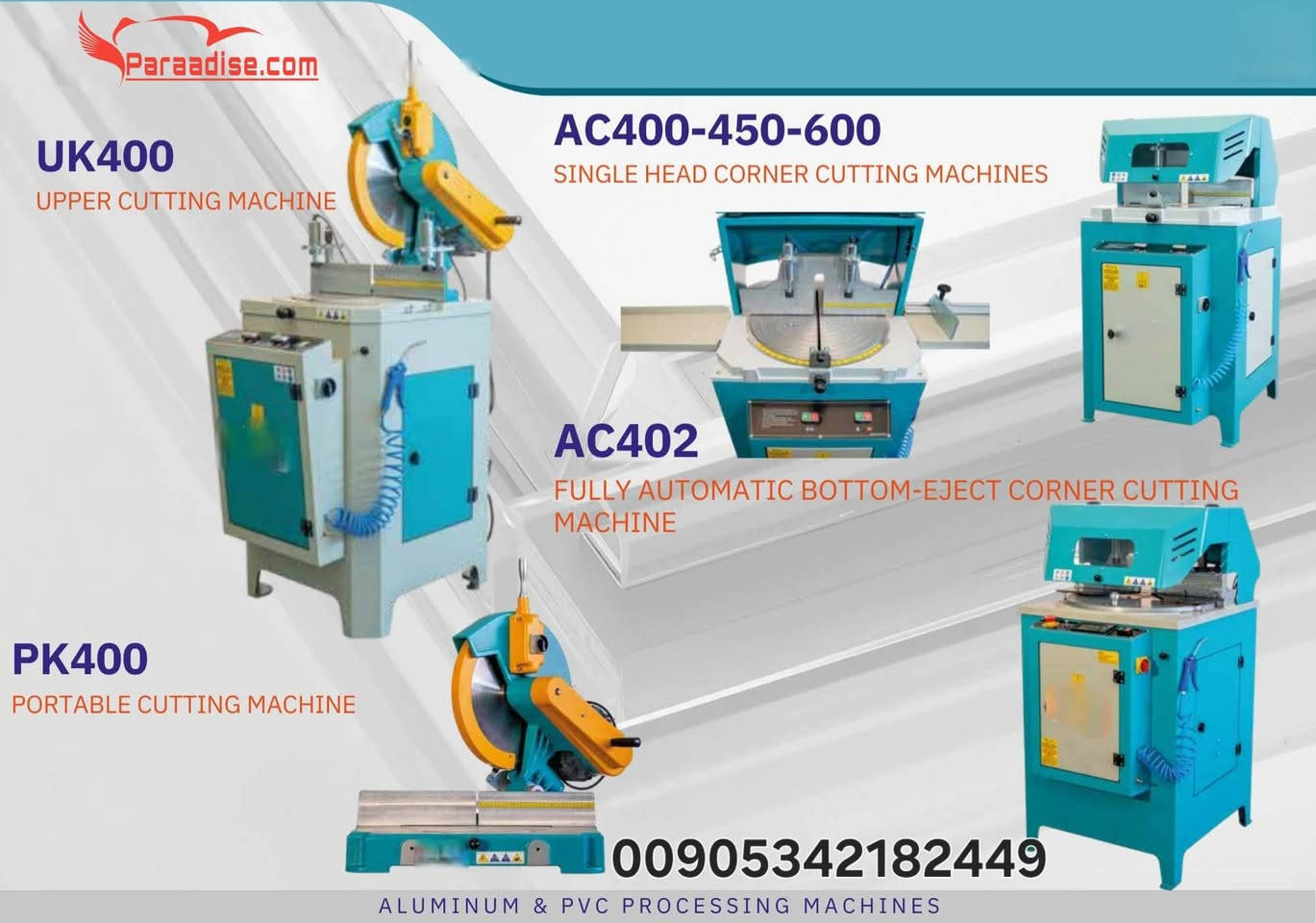 🔧 **Paraadise Makina** manufactures high-precision, durable, and efficient machines for PVC and aluminum window & door production.
From cutting and welding to corner cleaning and milling,
we deliver **quality, strength, and long-lasting performance**.

🚢 Export-ready production
⚙️ Professional industrial solutions
📈 Trusted Turkish engineering

---

🌍 **نقدّم حلولاً قوية للأسواق العالمية!**

🔧 **بارادايس ماكينا (Paraadise Makina)** متخصصة في تصنيع آلات عالية الدقة والمتانة
لصناعة نوافذ وأبواب PVC والألمنيوم.
من القطع واللحام إلى تنظيف الزوايا والتفريز،
نضمن **الجودة والقوة والأداء طويل الأمد**.

🚢 جاهزون للتصدير
⚙️ حلول صناعية احترافية
📈 هندسة تركية موثوقة

---
🌍 **Uluslararası pazarlara güçlü çözümler sunuyoruz!**

🔧 **Paraadise Makina**, PVC ve alüminyum doğrama üretimi için
yüksek hassasiyetli, dayanıklı ve verimli makineler üretir.
Kesme, kaynak, köşe temizleme ve freze makinelerinde
**kalite, güç ve uzun ömürlü performans** sunar.

🚢 İhracata uygun üretim
⚙️ Profesyonel endüstriyel çözümler
📈 Güvenilir Türk mühendisliği

#ParaadiseMakina #ParaadiseMachinery #PVCMachines #AluminumMachines
#WindowMachinery #DoorMachinery #IndustrialMachines
#Export #MadeInTurkey #TurkishMachinery
#PVCProduction #AluminumProduction #GlobalTrade
#Makineİhracat #EndüstriyelÇözümler #MiddleEast #Europe #Africa


**إذا كنت صاحب هذا الإعلان وتريد حذفه لأي سبب، رجاءا أرسل رسالة إلى الدعم الفني**