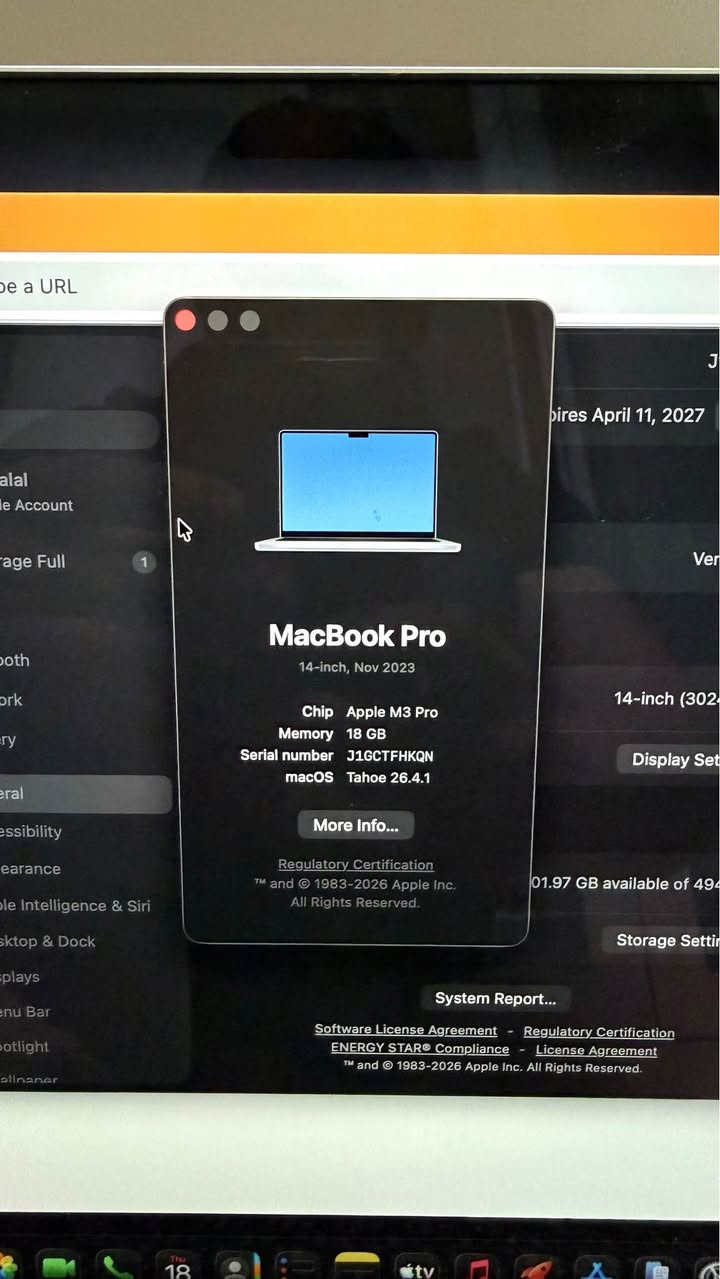 🔥 MacBook Pro 14 M3 Pro بۆ فرۆشتن 🔥

• Model: MacBook Pro 14-inch  
• Chip: Apple M3 Pro (11-Core CPU / 14-Core GPU)  
• RAM: 18GB  
• Storage: 512GB SSD  
• Battery Health: %100  
• Cycle Count: 10 (زۆر کەم بەکارهاتوو)  

📌 دۆخی ئامێر: زۆر پاک وەک نوێ  

💵 نرخ : 2,350,000

‎⚡ ئامێرەکە زۆر خێرا و بەهێزە، گونجاوە بۆ کار و دیزاین و پڕۆگرامینگ أربيل, العراق


**إذا كنت صاحب هذا الإعلان وتريد حذفه لأي سبب، رجاءا أرسل رسالة إلى الدعم الفني**